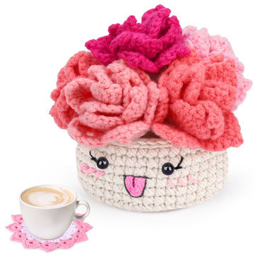 Cute Plant Coaster Crochet Kit For Beginners