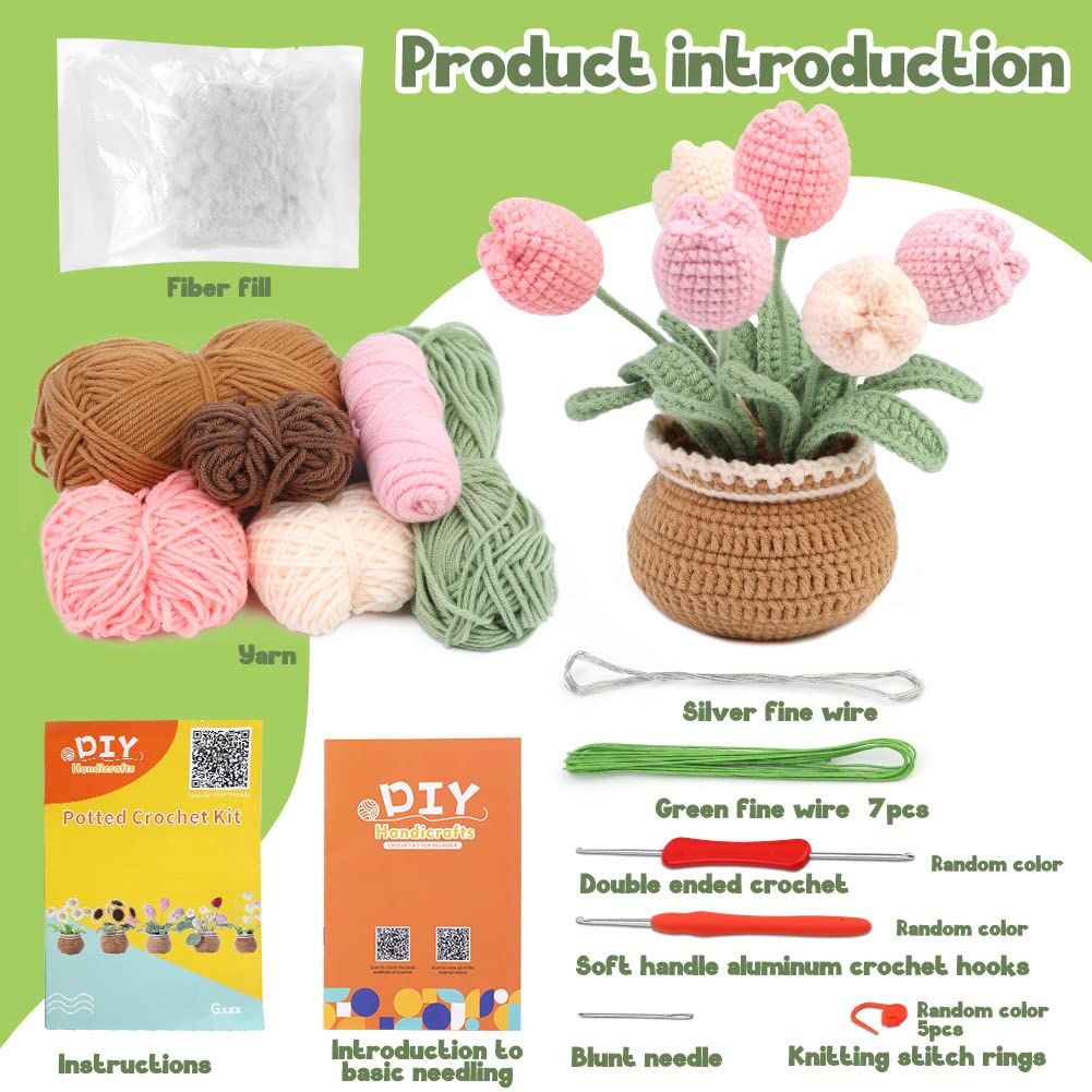  LOKUNN Crochet Kit for Beginners, Crochet Potted