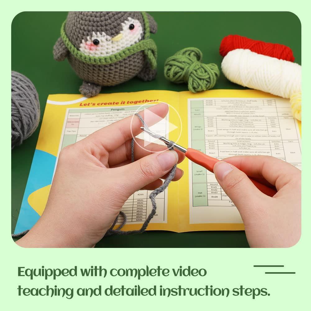 Beginners Crochet Kit, Cute Small Animals Kit for Beginers and Experts, All  in One Crochet Knitting Kit, Step-by-Step Instructions Video, Crochet Starter  Kit for Beginner DIY Craft Art (Penguin). 