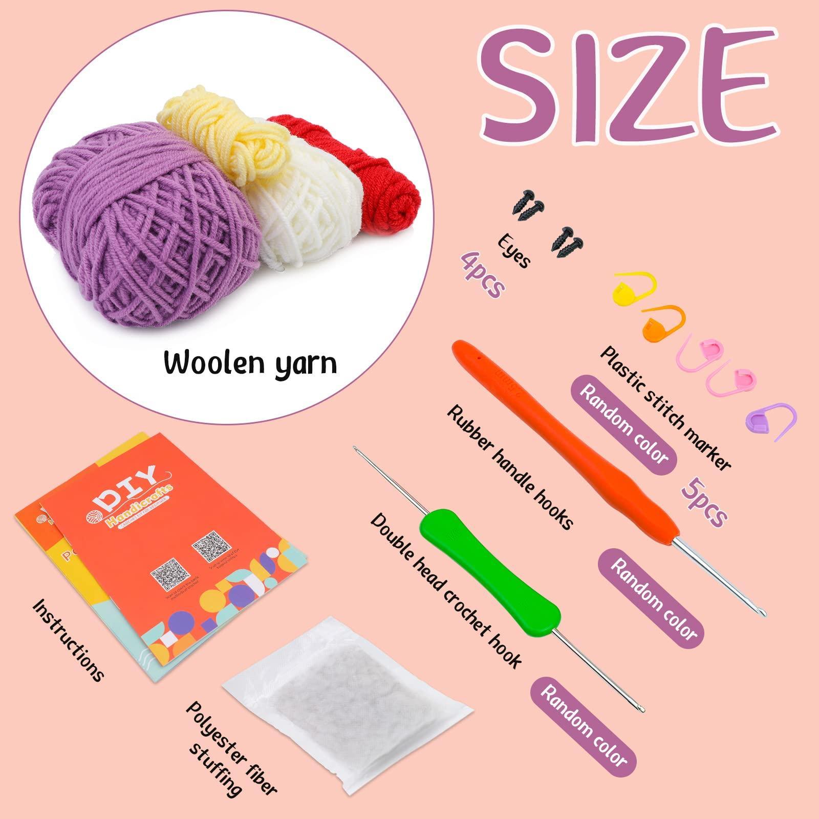 UzecPk Crochet Kit for Beginners, Beginner Crochet Kit for Adults, Crochet  Starter Kit with 10 Colors of Yarn, Crochet Stuffing, Crochet Keychain